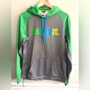 Nike Hoodie Therma-fit Just Do It Sweatshirt Green Gray Size Small women’s